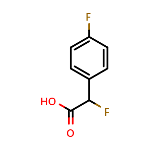 Chemical structure of 2-Fluoro-2-(4-fluorophenyl)acetic acid , CAS 1504797-94-7, AChemBlock Y221988