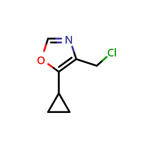 Chemical structure of 4-(Chloromethyl)-5-cyclopropyl-1,3-oxazole , CAS 1427379-67-6, AChemBlock Y221999