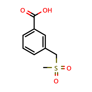Chemical structure of 3-(Methanesulfonylmethyl)benzoic acid , CAS 261924-94-1, AChemBlock Y222001