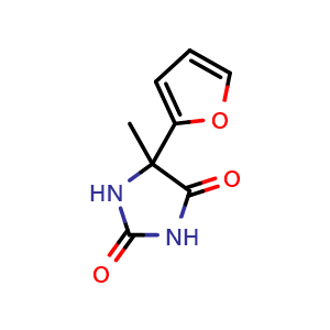 Chemical structure of 5-(Furan-2-yl)-5-methylimidazolidine-2,4-dione , CAS 4615-71-8, AChemBlock Y222006