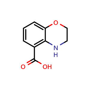Chemical structure of 3,4-Dihydro-2H-benzo[b][1,4]oxazine-5-carboxylic acid , CAS 123296-71-9, AChemBlock Y222012