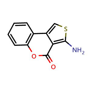 Chemical structure of 3-Amino-4H-thieno[3,4-c]chromen-4-one , CAS 41078-15-3, AChemBlock Y222023