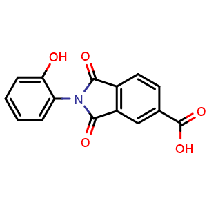 Chemical structure of 2-(2-Hydroxyphenyl)-1,3-dioxoisoindoline-5-carboxylic acid , CAS 312746-96-6, AChemBlock Y222029