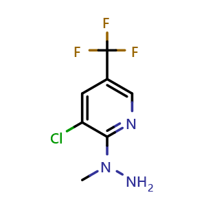 Chemical structure of 3-Chloro-2-(1-methylhydrazinyl)-5-(trifluoromethyl)pyridine , CAS 138949-13-0, AChemBlock Y222032