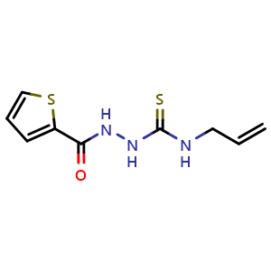 Chemical structure of N-allyl-2-(thiophene-2-carbonyl)hydrazine-1-carbothioamide , CAS 590360-30-8, AChemBlock Y222034