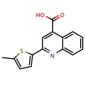 Chemical structure of 2-(5-Methylthiophen-2-yl)quinoline-4-carboxylic acid , CAS 73775-26-5, AChemBlock Y222043