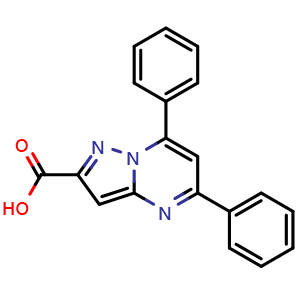 Chemical structure of 5,7-Diphenylpyrazolo[1,5-a]pyrimidine-2-carboxylic acid , CAS 299406-03-4, AChemBlock Y222052