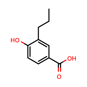 Chemical structure of 4-Hydroxy-3-propylbenzoic acid , CAS 119865-13-3, AChemBlock Y222077