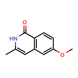 Chemical structure of 6-Methoxy-3-methyl-2H-isoquinolin-1-one , CAS 869897-98-3, AChemBlock Y222100