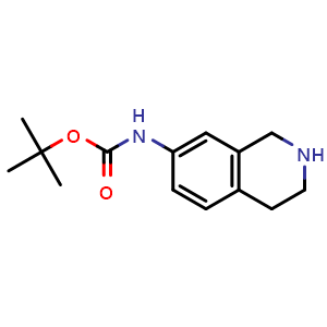 Chemical structure of (1,2,3,4-Tetrahydro-isoquinolin-7-yl)-carbamic acid tert-butyl ester , CAS 885270-54-2, AChemBlock Y222103