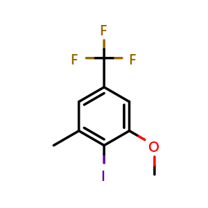 Chemical structure of 2-Iodo-1-methoxy-3-methyl-5-(trifluoromethyl)benzene , CAS 2384261-93-0, AChemBlock Y222105