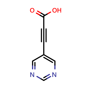 Chemical structure of 3-(Pyrimidin-5-yl)propiolic acid , CAS 1341442-94-1, AChemBlock Y222107