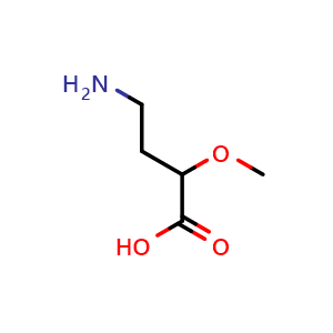 Chemical structure of 4-Amino-2-methoxybutanoic acid , CAS 1339419-26-9, AChemBlock Y222118
