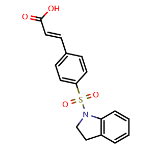 Chemical structure of 3-(4-(Indolin-1-ylsulfonyl)phenyl)acrylic acid , CAS 379729-42-7, AChemBlock Y222121