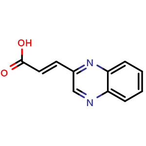 Chemical structure of 3-(Quinoxalin-2-yl)acrylic acid , CAS 1593-24-4, AChemBlock Y222123