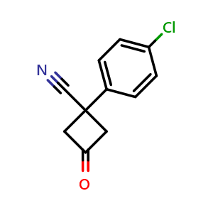 Chemical structure of 1-(4-Chlorophenyl)-3-oxocyclobutanecarbonitrile , CAS 1190643-83-4, AChemBlock Y222129