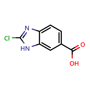Chemical structure of 2-Chloro-1H-benzo[d]imidazole-6-carboxylic acid , CAS 933710-78-2, AChemBlock Y222146