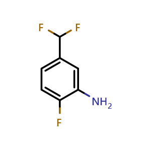 Chemical structure of 5-(Difluoromethyl)-2-fluoroaniline , CAS 1374298-68-6, AChemBlock Y222187