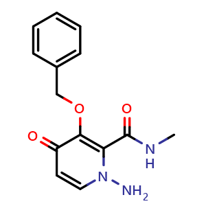 Chemical structure of 1-Amino-3-(benzyloxy)-N-methyl-4-oxo-1,4-dihydropyridine-2-carboxamide , CAS 1246617-44-6, AChemBlock Y222196
