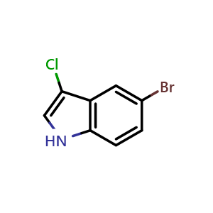 Chemical structure of 5-Bromo-3-chloro-1H-indole , CAS 1388073-38-8, AChemBlock Y222200