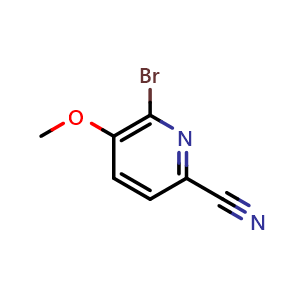 Chemical structure of 6-Bromo-5-methoxypicolinonitrile , CAS 1112851-37-2, AChemBlock Y222206