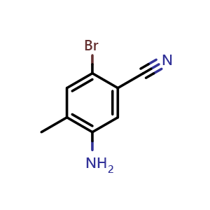 Chemical structure of 5-Amino-2-bromo-4-methylbenzonitrile , CAS 1202858-66-9, AChemBlock Y222211
