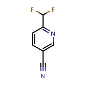 Chemical structure of 6-(Difluoromethyl)nicotinonitrile , CAS 206201-65-2, AChemBlock Y222212