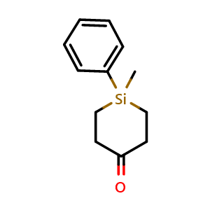 Chemical structure of 1-Methyl-1-phenylsilinan-4-one , CAS 63802-12-0, AChemBlock Y222228