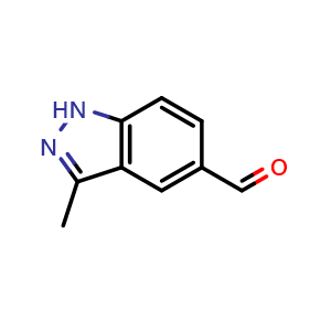 Chemical structure of 3-Methyl-1H-indazole-5-carbaldehyde , CAS 955127-80-7, AChemBlock Y222236