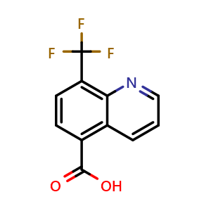Chemical structure of 8-(Trifluoromethyl)quinoline-5-carboxylic acid , CAS 253787-47-2, AChemBlock Y222246