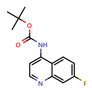Chemical structure of Tert-butyl (7-fluoroquinolin-4-yl)carbamate , CAS 1447607-36-4, AChemBlock Y222300