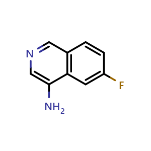 Chemical structure of 6-Fluoroisoquinolin-4-amine , CAS 1780542-36-0, AChemBlock Y222307
