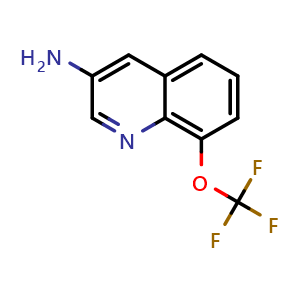 Chemical structure of 8-(Trifluoromethoxy)quinolin-3-amine , CAS 2092339-50-7, AChemBlock Y222316