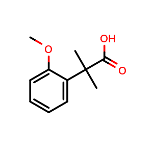 Chemical structure of 2-(2-Methoxyphenyl)-2-methylpropanoic acid , CAS 468064-83-7, AChemBlock Y222343