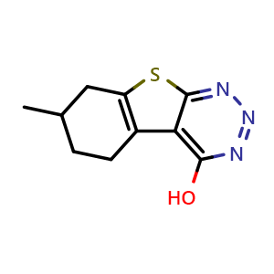 Chemical structure of 7-Methyl-5,6,7,8-tetrahydrobenzo[4,5]thieno[2,3-d][1,2,3]triazin-4-ol , CAS 496038-39-2, AChemBlock Y222347