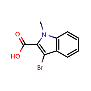 Chemical structure of 3-Bromo-1-methyl-1H-indole-2-carboxylic acid , CAS 499983-77-6, AChemBlock Y222348