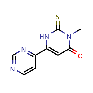 Chemical structure of 1-Methyl-2-thioxo-2,3-dihydro-[4,4'-bipyrimidin]-6(1H)-one , CAS 503860-53-5, AChemBlock Y222350