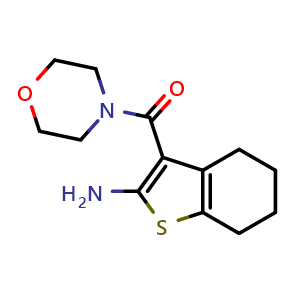 Chemical structure of (2-Amino-4,5,6,7-tetrahydrobenzo[b]thiophen-3-yl)(morpholino)methanone , CAS 554405-87-7, AChemBlock Y222354