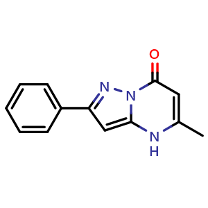 Chemical structure of 5-Methyl-2-phenylpyrazolo[1,5-a]pyrimidin-7(4H)-one , CAS 65774-92-7, AChemBlock Y222364