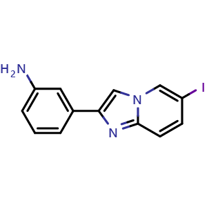 Chemical structure of 3-(6-Iodoimidazo[1,2-a]pyridin-2-yl)aniline , CAS 866018-05-5, AChemBlock Y222390