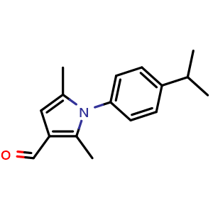 Chemical structure of 1-(4-Isopropylphenyl)-2,5-dimethyl-1H-pyrrole-3-carbaldehyde , CAS 872136-15-7, AChemBlock Y222396
