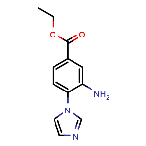 Chemical structure of Ethyl 3-amino-4-(1H-imidazol-1-yl)benzoate , CAS 875160-11-5, AChemBlock Y222399