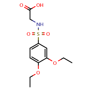 Chemical structure of 2-(3,4-Diethoxyphenylsulfonamido)acetic acid , CAS 879362-89-7, AChemBlock Y222402