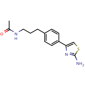 Chemical structure of N-(3-(4-(2-aminothiazol-4-yl)phenyl)propyl)acetamide , CAS 852916-56-4, AChemBlock Y222429