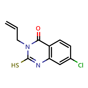 Chemical structure of 3-Allyl-7-chloro-2-mercaptoquinazolin-4(3H)-one , CAS 91063-29-5, AChemBlock Y222431