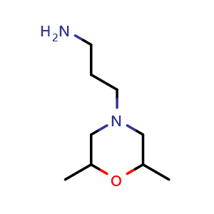 Chemical structure of 3-(2,6-Dimethylmorpholino)propan-1-amine , CAS 91551-59-6, AChemBlock Y222443
