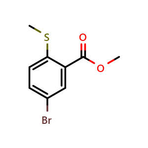Chemical structure of Methyl 5-bromo-2-(methylthio)benzoate , CAS 929000-14-6, AChemBlock Y222445