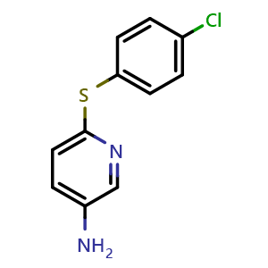 Chemical structure of 6-((4-Chlorophenyl)thio)pyridin-3-amine , CAS 25935-62-0, AChemBlock Y222454