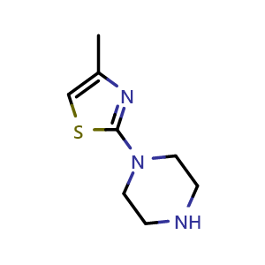 Chemical structure of 4-Methyl-2-(piperazin-1-yl)thiazole , CAS 40615-11-0, AChemBlock Y222464