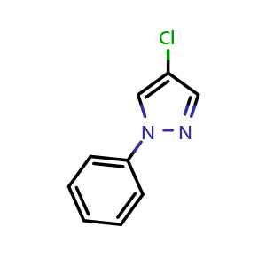Chemical structure of 4-Chloro-1-phenyl-1H-pyrazole , CAS 6831-92-1, AChemBlock Y222473